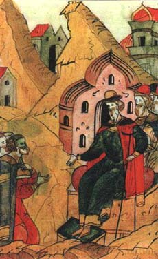 Иван III раздает поместья - миниатюра Лицевого Свода